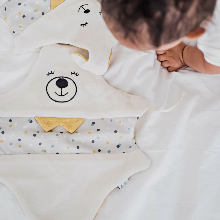 Doudou Ours Miel - Made in France, 100% coton Juste Inséparables - marketplace MyMarchy